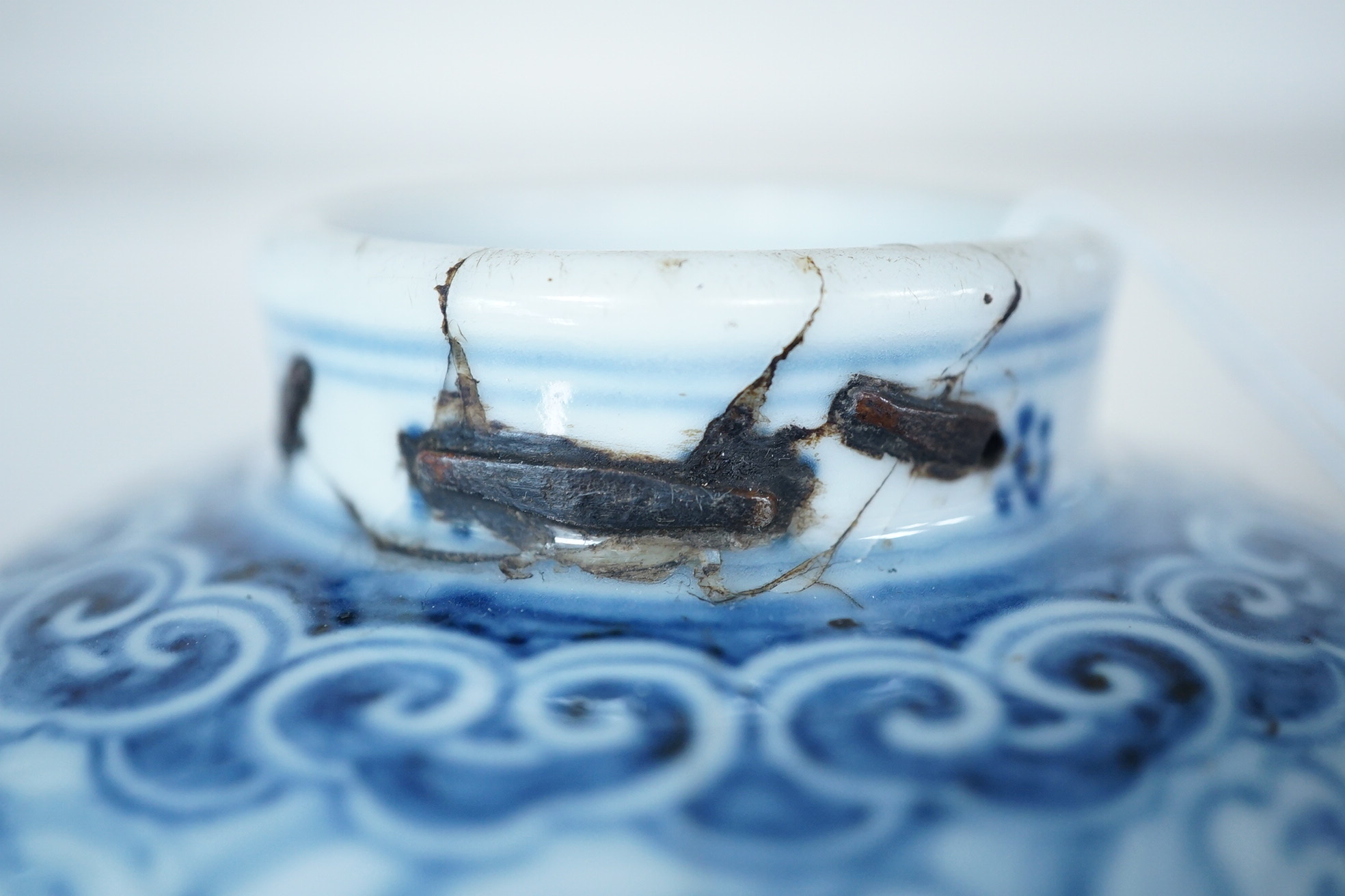 A Chinese blue and white ewer, Hongzhi mark, probably Qing dynasty